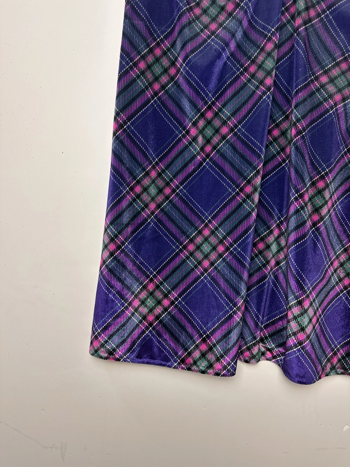 UNDERCOVER Victorias Secret Velluto Babydoll Chemise Vestito Slip Viola Plaid Y2K Grunge XXL