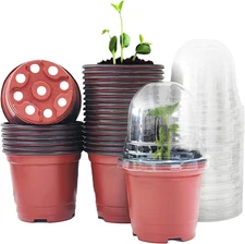Plant Nursery Pots with Humidity Domes, 25 Sets 4 Inch Soft Nursery Pots Quality