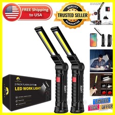 2-Pack 360  Rechargeable LED Work Lights with Magnetic Base  Hook for Mechanics