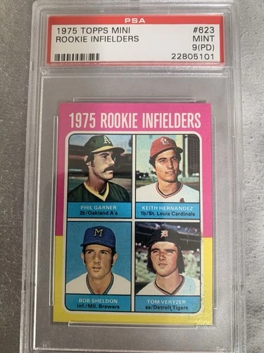 1975 Topps Mini #623 RC IF K.Hernandez/Garner/Sheldon/Veryzer PSA 9(PD)