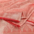 Sanskriti Vintage Indian Red Sarees Pure Silk Woven Cultural Sari Craft Fabric