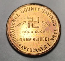 PROVIDENCE COUNTY SAVINGS BANK  TOKEN  PAWTUCKET,RI  WITH SWASTIKA