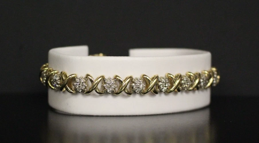 (RI2) Lady's 14K Two-Tone Gold Diamond Bracelet - 7.5" - 15.1 Grams - .19 TCW - Image 2 of 4