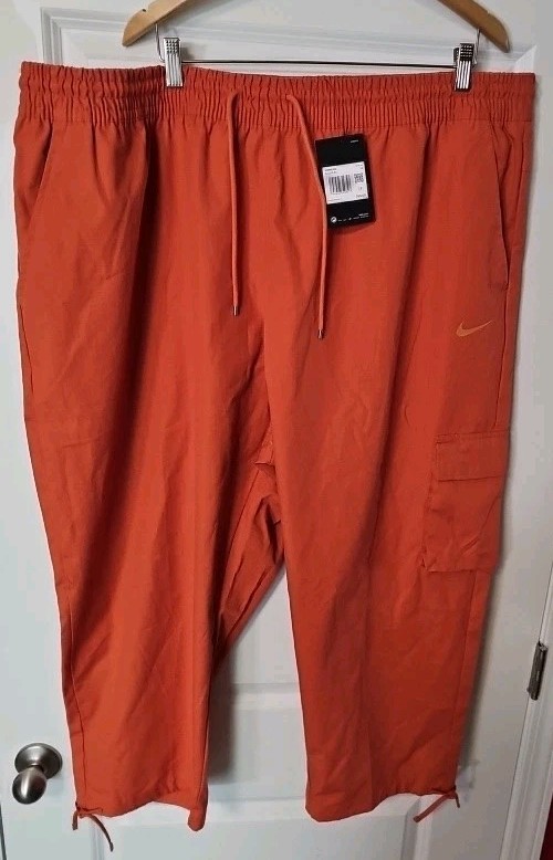 Nike Pants Womens 3X Orange Cargo DJ2120-812 Drawstring Hem Standard Fit MSRP 65