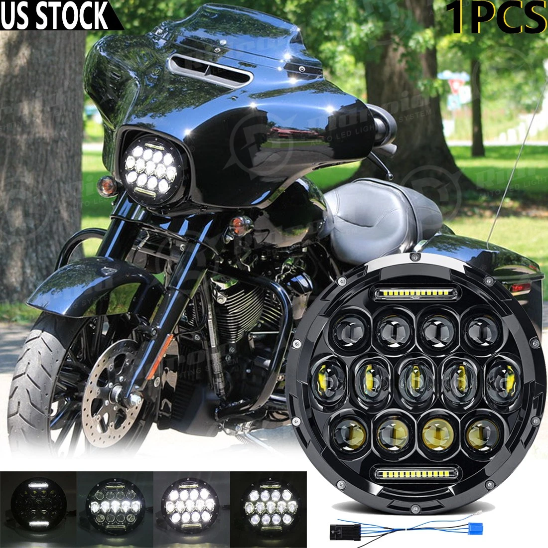 KIT PARABOLE FARI ANTERIORI A LED OMOLOGATI CROMATI HARLEY DAVIDSON FLH FLT TOURING 94-13