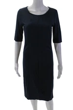 Diane Von Furstenberg Women's Short Sleeves Fitted Mini Dress Navy Blue Size M
