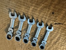 New Gearwrench 5 Pc Metric Midget Flex Head Ratchet. Comb. Wrenches 11mm - 15mm