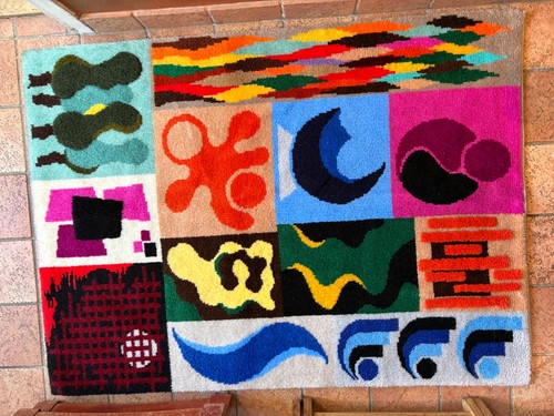 Vintage Tapestry Space Age Mid Century Rug Wall Decor Art Textile Home Hanging