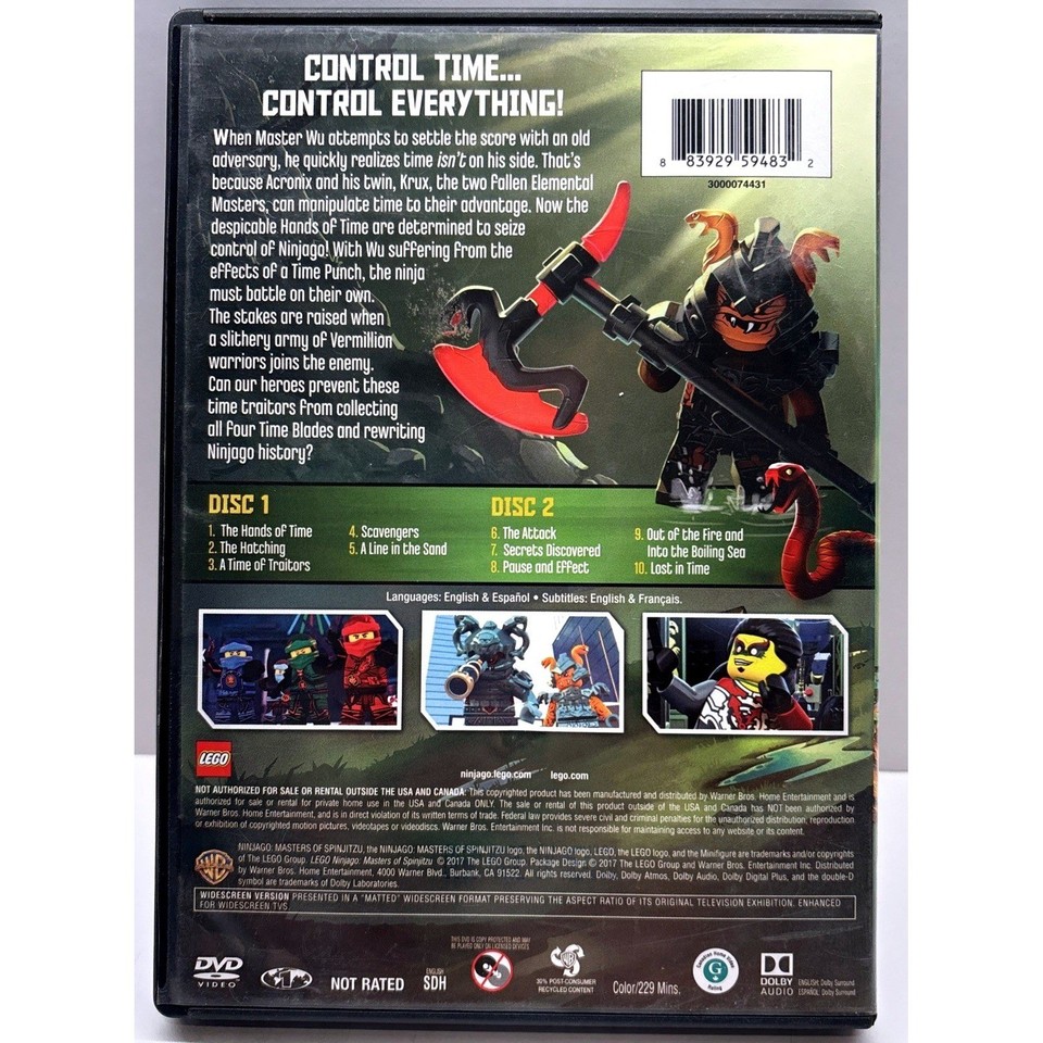 Lego Ninjago DVD Video Masters of Spinjitzu Hands Of Time 2 Disc Season ...
