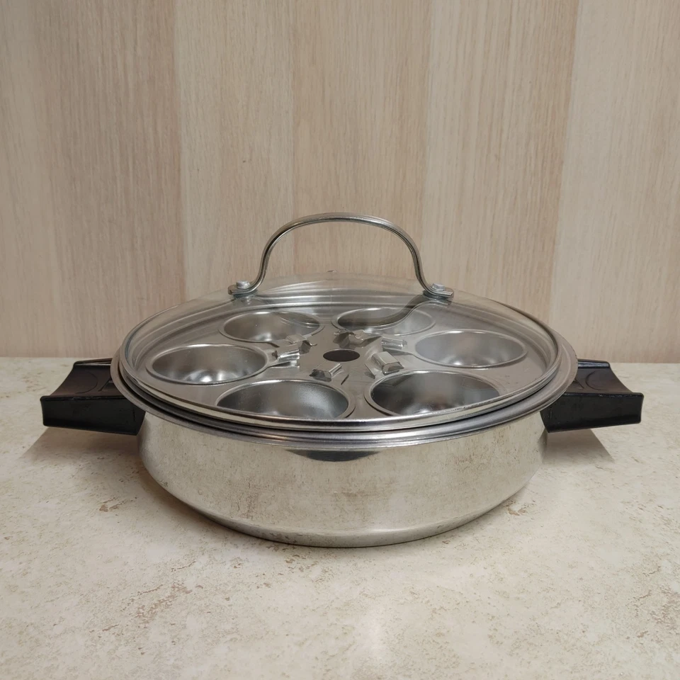 Stainless Steel Egg Poacher 6-Cup Stovetop Glass Lid - Image 4 of 4