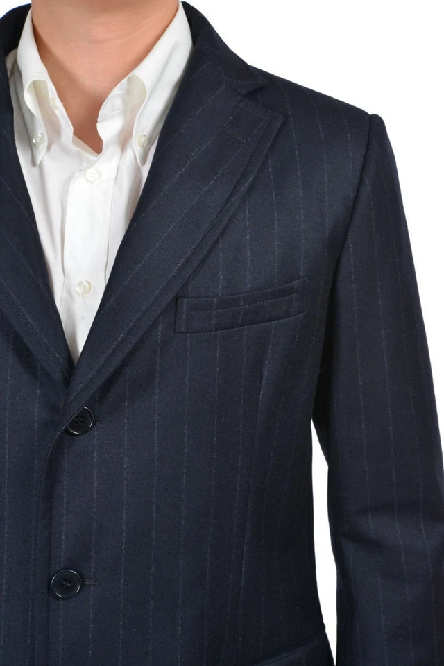 $1050 Ballantyne Blue 100% Wool Three Button Coat US S M L XL 2XL - Image 3 of 4