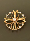 VTG RETRO 1940'S- BROOCH/ PENDANT Starburst  Rhinestone gold fill-1-1/2" "JANICE — photo 2