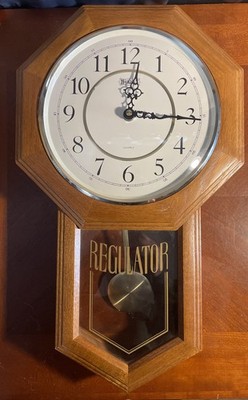 Vtg Working Hourtown Regulator Clock With Hour Chime