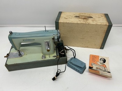 Vtg Brother Model 1351A Sewing Machine Blue w/Case Powers On As Is Parts