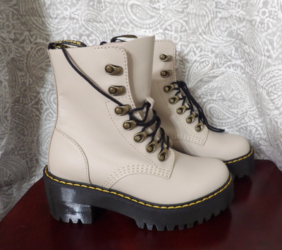 Dr. Martens Beige Lace-Up Boots Buy Dr. Martens Cream Junior 1460 Virginia Lace-Up Leather  main image 2