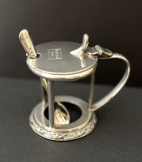 C.B.&Q. Burlington Route Silver Soldered Mustard Pot (No Insert) w/Mustard Spoon