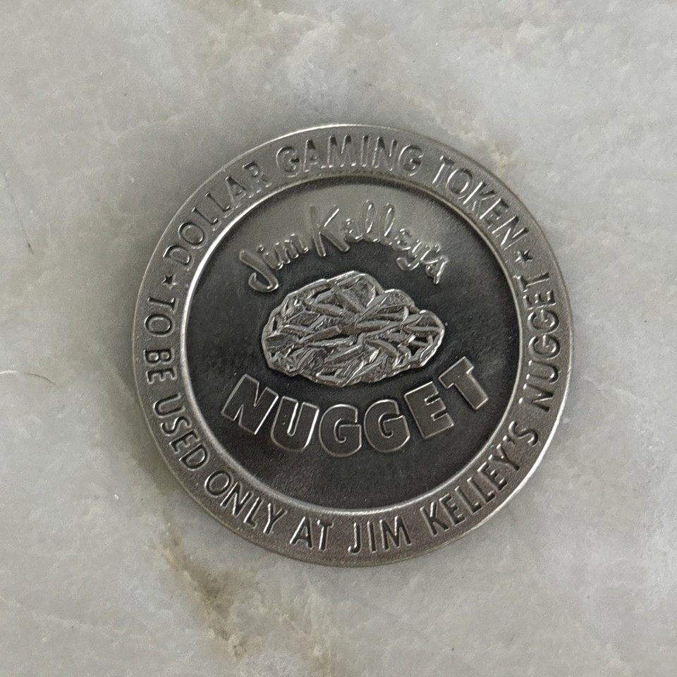 1966 $1 SILVER KLAD SLOT TOKEN JIM KELLY'S NUGGET CASINO LAS VEGAS RENO ...