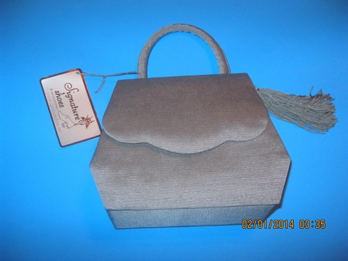 Alfa New Grosgrain purse evening bag Sq. flap w/ side tassel sh. Electric Blue - Picture 9 of 12