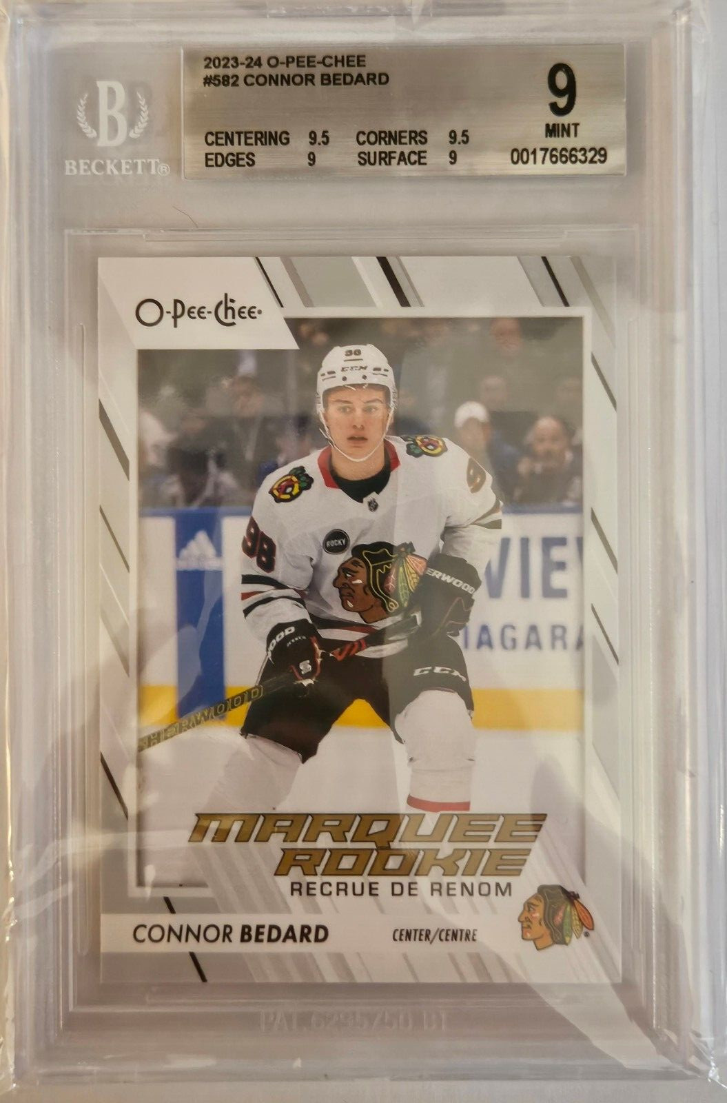 2023-24 O-Pee-Chee #582 Marquee Rookie BGS 9 Mint Connor Bedard Blackhawks