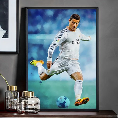 Poster calcio/calcio Cristiano Ronaldo CR7 autoadesivo arte dipinto UK - Foto 15 di 21