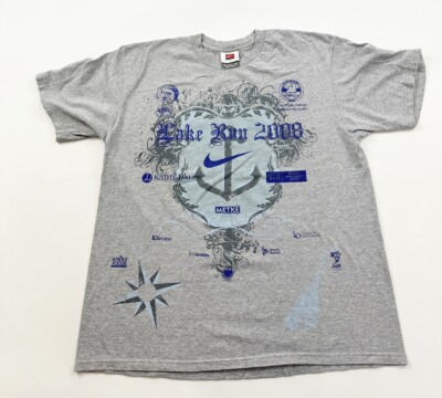Nike Shirt Men s Large Gray Lake Run 2008 Marathon Lake Oswego Oregon