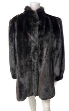 Vintage Hillmoor New York women's Faux Fur leather Coat brown USA made size L