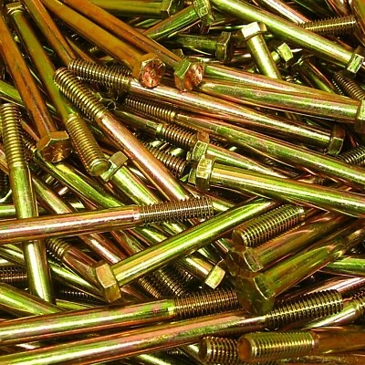 PLATONIX (50) 3/8"-16 X 5" Grade 8 Hex Head Cap Screw Bolt Yellow Zinc Plated Coarse