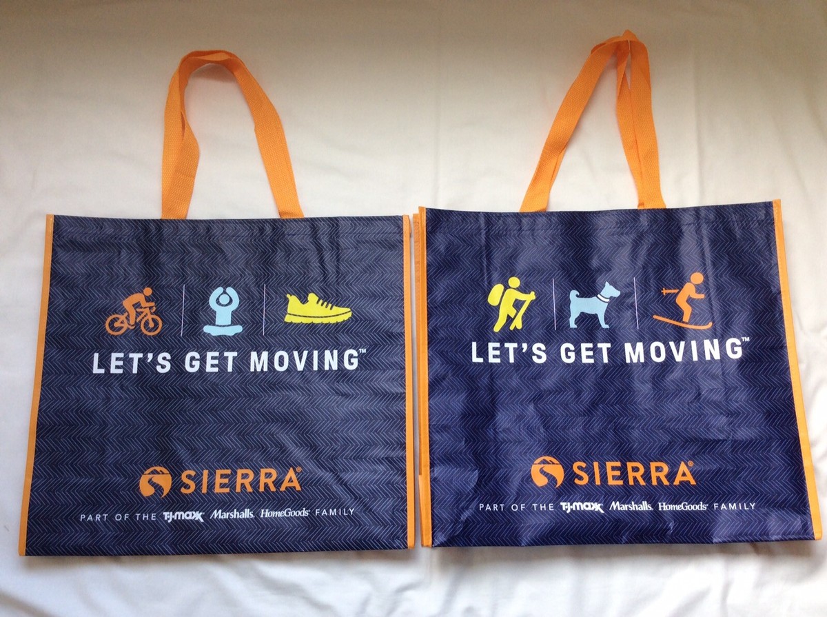 SIERRA TJ MAXX Let's Get Moving Reusable Tote Gift Bag (set of