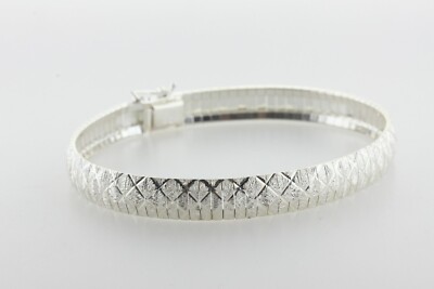 JCM Jacmel Sterling Silver 925 Quilt Weave Pattern Omega Style Bracelet - 7.5''
