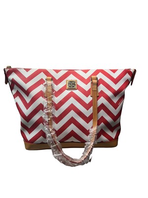 Dooney & Bourke Chevron Tote Bag Brand New With Tag Wallet Red & White