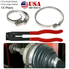 Car CV Boot Clamp Plier with 10PCS 304 Stainless Steel CV Boot Clamps Adjustable