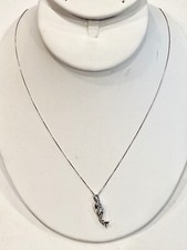 14K WHITE GOLD  DIAMONDS DOLPHIN PENDANT  NECKLACE