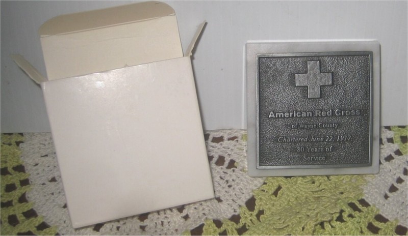 Red Cross Paperweight 80 years of service Wayne County  marble