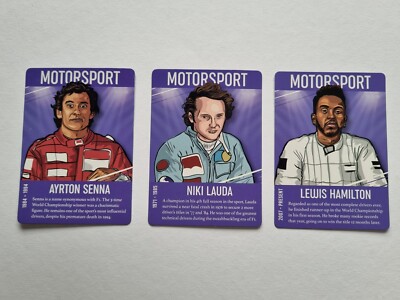 Ayrton Senna/Niki Lauda/Lewis Hamilton F 1 ''G. O. A. T'' Trading Cards GOATGAME