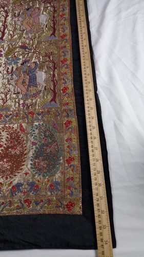 Vintage Tapestry Wall Hanging Large Panel Ornate Raw Silk Lined 34"x25" - Picture 11 of 21
