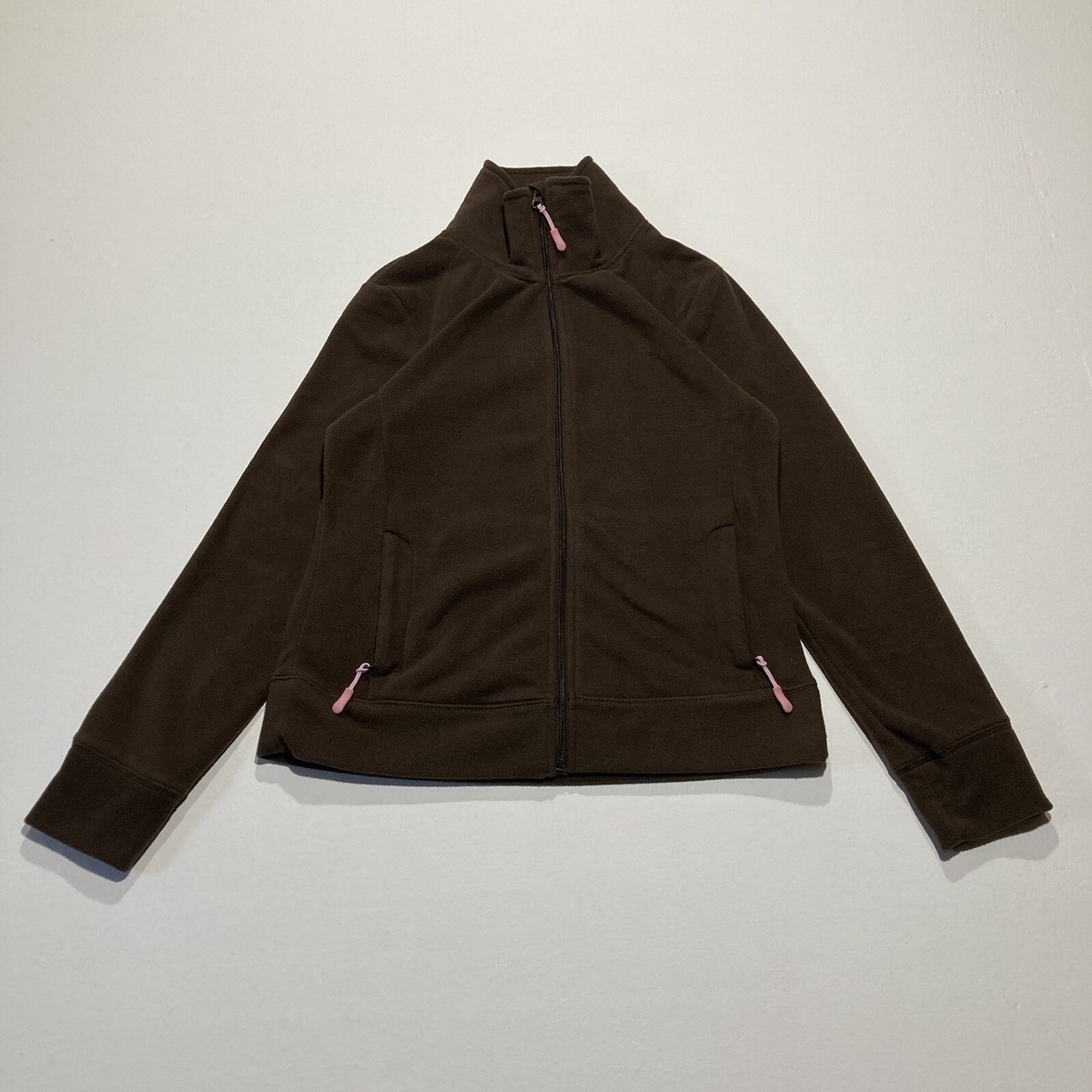 Danskin Now Brown Full Zip Long Sleeve Jacket W/ Pockets Women's