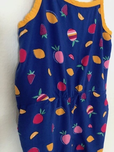 CALVIN KLEIN JEANS kids girls BLUE lemon strawberry sleeveles Shorts romper 6X - Picture 3 of 6
