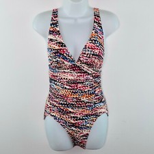 Swim Solutions 98 Ruched One Piece Swimsuit Tummy Control Size 8