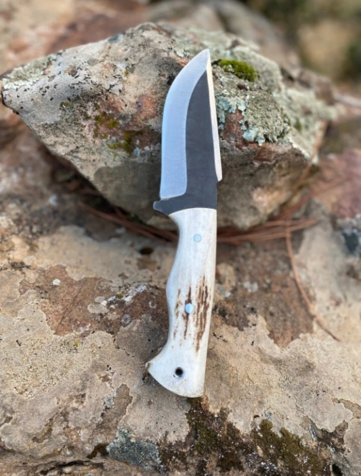 Cuchillo de hoja fija vintage con mango de ciervo | Lote de cuchillos | Regalo de Navidad | Exterior EE. UU. Foto 3 de 4
