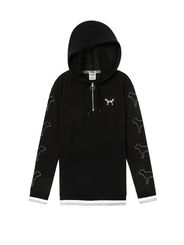 Campus zip moyenNoir SecretNouveauDog et BlingSweat capuche à demi Victoria's 667548627214 5j4RL3Aq