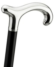 Silver Brass Head Handle Vintage Black 3 Fold Wooden Walking Stick Cane Design