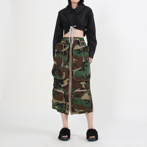Hot Damen Freizeit Reißverschluss vorne Kleid Punk Multi-Pockets Cargo Röcke Punk Party - Bild 15 von 15