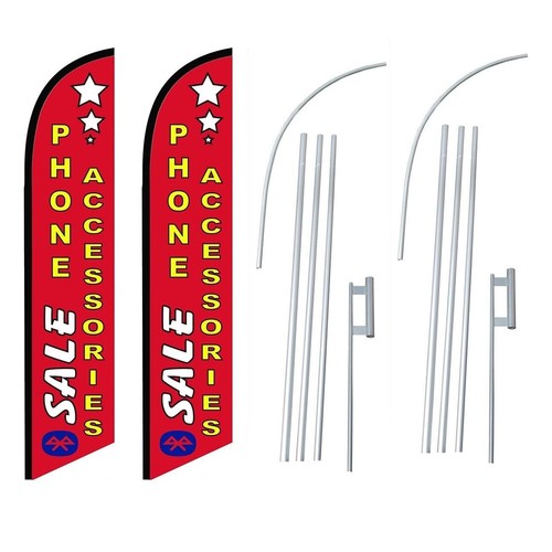 Sale Phone Accessories Red Swooper Flutter Feather Flag | 3ft W x 11.5ft Tall - Picture 3 of 3
