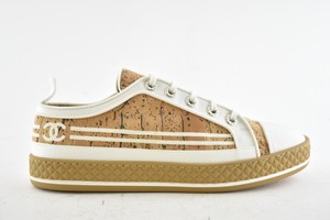 Chanel 19S Brown Beige White Cork CC Logo Lace Up Tie Low Top Trainer  Sneaker 41 | eBay