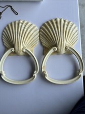 2 Vintage 1976 Homco Sea Shell Towel Ring Holder 3380 Syroco Beach Ocean Decor