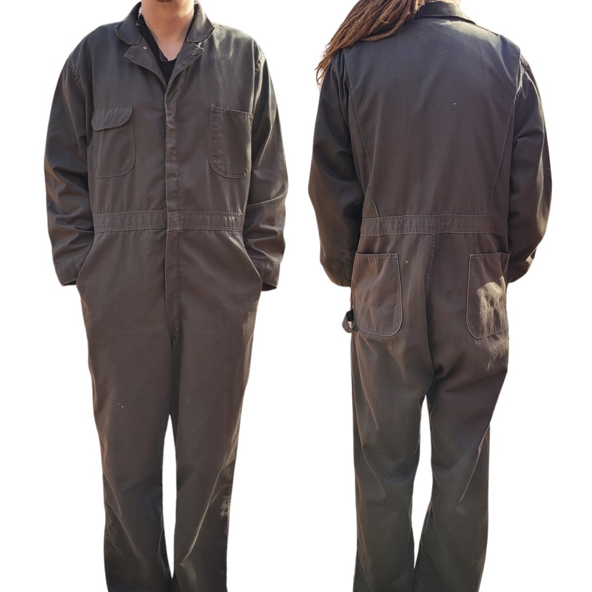 Maverick Army Green Zip-Up Jumpsuit Vintage Size XL Made in USA