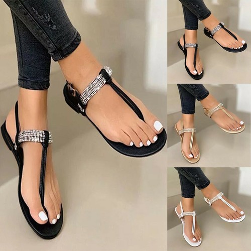 Women Sandals Dressy Rhinestone Thongs US Shoes Summer Buckle Strap Flip Flop eBay