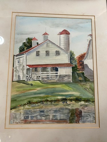 Shiela Barrrows 1987 "Farm Landscape Scene" Watercolor Painting - Signed/Framed - Picture 11 of 12