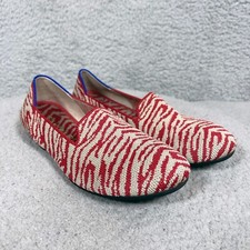Rothy's The Kids Size 4 Slip On Loafers Shoes Red Zebra Stripe