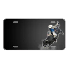 Custom Personalized License Plate Auto Car Tag With Cowboy Riding Bull Add text
